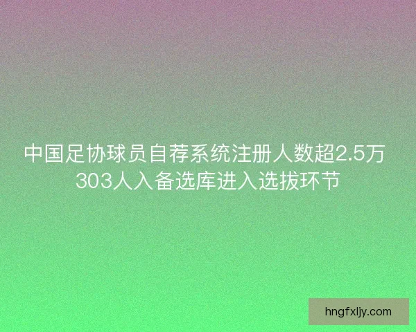 中国足协球员自荐系统注册人数超2.5万 303人入备选库进入选拔环节