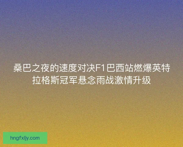桑巴之夜的速度对决F1巴西站燃爆英特拉格斯冠军悬念雨战激情升级